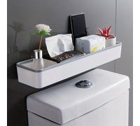 TEMU Caddy De Inodoro En La Pared, Sin Perforaciones Y Organizador De Baño Adhesivo, Estante Sobre El Inodoro, Para Papel Higiénico, Teléfono Y Artículos , Para El Hogar