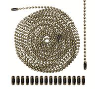 TEMU Cadena de Tirador para Techo de 120 Pulgadas, Extensión de Cadena de Metal para Luz con 16 Conectores, Cadena de Cuentas de 3mm, Cadena de Tirador para Lámparas, Manualidades DIY