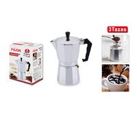 TEMU Cafetera de aluminio, capacidad de 3 tazas, mango ergonómico, de seguridad, filtro extraíble plateada