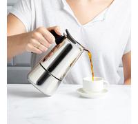 TEMU Cafetera de aluminio, de acero inoxidable con capacidad para 2 tazas, asa ergonómica, de seguridad, filtro plateado extraíble