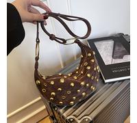 TEMU CAHVIN KOEINZ Bolso Bandolera Retro Punk para Mujer - Estilo Industrial con Remaches y Cierre de Cremallera, Forma de Media Luna (//) para Streetwear, Bolso y , Material Resistente