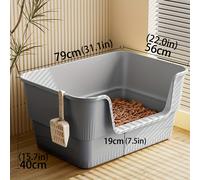 TEMU Caixa de Arena para Gatos Plegable de 31 Pulgadas con Valla y Diseño Abierto - Plástico Duradero, Fácil de Limpiar, Paleta, , Espaciosa para Múltiples Gatos, Caixa de Arena Extra Grande