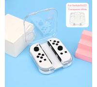 TEMU Caja de almacenamiento para mandos Joy-Con de Nintendo Switch/OLED, funda protectora transparente de cristal de material para PC, kit de accesorios de carcasa transparente y brillante.
