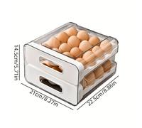 TEMU Cajón de almacenamiento de huevos para refrigerador de gran capacidad de 32 ranuras - Material PET+PP transparente de capa para la preservación de la .