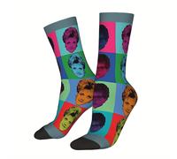 TEMU Calcetines BIIHUDU para Hombres en - Estampado Completo de Miss y Hercule Poirot, Diseño Literario Multicolor, Cómodos de Poliéster para Amantes del Libro y al Misterio
