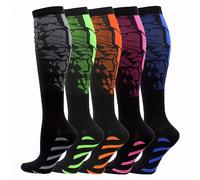 TEMU Calcetines de Compresión Vibrantes, 5 , Calcetines Atléticos Elásticos con Soporte de - Diseño a Rayas Coloridas, Soporte para Escalada, Deportes, Viajes