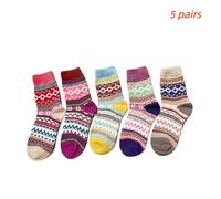 TEMU Calcetines de Invierno Unisex MeiGlobal - 5 , Gruesos y Térmicos de Forro Polar, Diseño Retro Geométrico, Lavables a Máquina, Ideales para Exteriores y Hogar - Regalo de Navidad para , , Tía