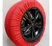 TEMU Calcetines de Nieve para Neumáticos de Coche de Instalación Rápida Rojos y Blancos, Cadenas Antideslizantes para Coche, Cadenas de Tela para Coche