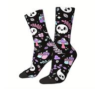 TEMU Calcetines Divertidos de Hip Hop Vintage Happy Haunts, Estampado Gótico Pastel , Soporte de Compresión, de Poliéster y Elastano