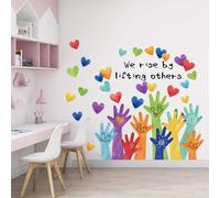 TEMU Calcomanía de Pared Motivacional de y Colorido - "Nos Levantamos Levantando a Otros" , Pegatina de PVC Removible, Acabado Semi-Mate para Dormitorio, , Decoración de Aula, de Pared Motivacional