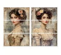 TEMU Calcomanía de Transferencia para Decoración de Muebles 6"x12" Mujer Victoriana Retro, 6 Piezas Calidad UV DTF para Cajones, Vidrio, Porcelana y Plástico