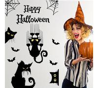 TEMU Calcomanías de Puerta de Gato para Halloween, Adhesivos Removibles con de Gatos Rascando Paredes, Decoración de y para Amantes de Mascotas, Regalos para Hogar en Nevera o Ventana