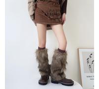 TEMU Calentadores de piernas marrones estilo retro moderno, para un look , perfectos para mantenerse caliente y parecer más delgado con botas largas