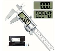 TEMU Calibrador digital con micrómetro electrónico, pantalla LCD para lectura fácil, función de cierre y la conversión entre unidades y métricas (6 pulgadas/150 mm). de metal y funciona con pilas.