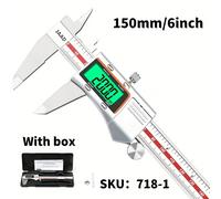 TEMU Calibrador digital electrónico retroiluminado de precisión de 150 mm/6 pulgadas, calibrador Vernier de medición de profundidad de grado industrial de precisión