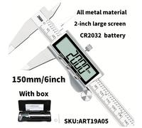 TEMU Calibre digital, herramienta de medición en acero inoxidable con pantalla LCD grande, micrómetro electrónico con función de apagado automático y conversión entre pulgadas y (6 pulgadas/150 mm)