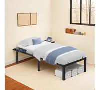 TEMU Cama Individual de Metal con Estantes , Estructura para Huéspedes, para Colchones de 90 x 190 cm, Montaje Fácil