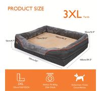 TEMU Cama para perros de espuma viscoelástica L/XL/XXL/XXXL, sofá ortopédico y para mascotas, cojín con respaldo lavable con almohada y extraíble para perros grandes