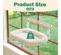 TEMU Cama Plegable para Gatos - Sin Cables, Ultra , Lavable a Máquina con Acolchado de 4 Lados, Estructura de Metal - Hamaca de Ventana para Gatos Grandes y Gatitos