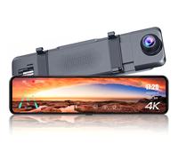 TEMU Cámara de espejo retrovisor 4K delantero y trasero para automóviles y camiones con pantalla táctil IPS de 11 pulgadas, cámara de respaldo con conector tipo C, sensor Starvis