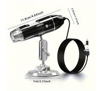 TEMU Cámara de Microscopio Digital 3-en-1 Microscopio Electrónico Portátil para Laptop Observación de Piel de Insectos Planta Pruebas Industriales Detección de Tarjetas de Pruebas de Tejidos