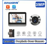 TEMU Cámara de puerta de Smart Tuya 3MP con pantalla HD, visión nocturna infrarroja, grabación de audio, conectividad inalámbrica RF, fácil instalación, batería de larga duración