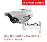 TEMU Cámara de Seguridad Falsa con Energía Solar, IP44, Cámara de Vigilancia Antirrobo con Luz LED Intermitente de Bala