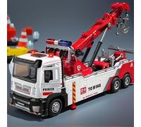 TEMU Camión de Rescate de Emergencia con Cabina Abatible, Brazo de Grúa Giratorio y /Luces Realistas - Funcionamiento de Retroceso/Cuerda - ( Voltaje) para Niños y Niñas - Regalo de Juego de Bombero y