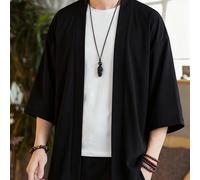 TEMU Camisa Casual Estilo Kimono para Hombre, Corte Holgado, Color Sólido Versátil de Una Capa, Estética Casual | Tejido , Talla China, Revisa la Guía de Tallas, Talla China, Revisa la Guía de Tallas