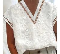 TEMU Camisa con bordado de encaje y cuello en diseño patchwork