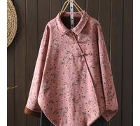 TEMU Camisa con estampado floral y cuello , elegante top abotonado para otoño e invierno en estilo chino, ropa de mujer