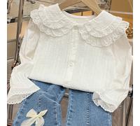 TEMU Camisa de de larga para niñas, con cuello de muñeca de capa, para pequeñas