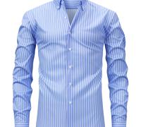TEMU Camisa de Hombre Nueva y Delgada con Rayas Digitales, Camisa de Larga Versátil para Negocios y Casual, Ideal para Salidas y Citas
