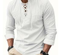 TEMU Camisa de larga con corbata de cuello para hombre, top y para hombre