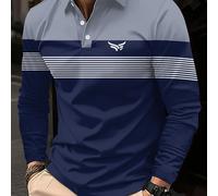 TEMU Camisa de larga para hombre a rayas - caballo al , cuello contrastante, cierre con botones, lavable a máquina, estilo casual semiformal versátil