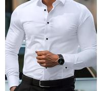 TEMU Camisa elegante de larga para hombre, con un diseño geométrico y una , ideal para ocasiones casuales y formales del año, y con un corte elegante.