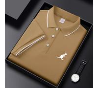 TEMU Camisa Rosa Premium para Hombre con Estampado de - Casual y Business-Casual de Corta, Poliéster , Ideal para Golf, Tenis y Actividades al Aire Libre, Top con Cuello y Botones