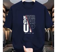 TEMU Camiseta 2025 Nueva Talla Grande para Hombres con Estampado 'Nunca Te , Mantén la Positividad' Cómoda y , 180g 100% Algodón