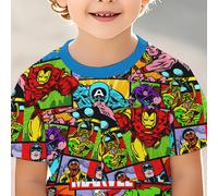 TEMU Camiseta Casual de Manga Corta con Estampado 3D de Héroes Marvel para Niños y Niñas, Regalo para Jóvenes de 4 a 14 Años, Moda Deportiva y Estilosa