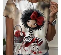 TEMU Camiseta con estampado africano, Vestido con africano y cesta de flores, Ilustración artística , Ropa de mujer e , y cómoda, Adecuada como regalo