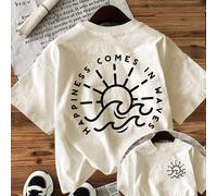 TEMU Camiseta con estampado , manga corta y cuello , top casual para verano y , ropa de mujer