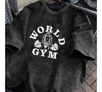 TEMU Camiseta de Algodón Premium de Calidad, Hip-Hop, Manga Corta, Cuello , Corte Oversize, Hombros Caídos, Gorilla Hercules, Estampado de , Verano, Hombre, , Espeso, Tendencia