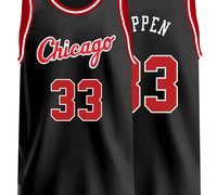 TEMU Camiseta de baloncesto de Chicago #33 para hombre - Negra con bordado y , camiseta deportiva sin transpirable para entrenamiento, competición y uso casual, accesorios de baloncesto