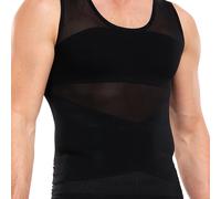 TEMU Camiseta de Compresión para Hombre con Control de Abdomen - Chaleco Sin Adelgazante, Faja Abdominal Semi-Transparente para Ginecomastia, Gimnasio y Ropa Casual, Faja Transpirable (Sin Cinturón)