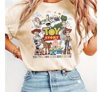 TEMU Camiseta de Cuello con Estampado de de de Toy Story de Disney para Mujer, Adecuada para , Verano y Otoño, Moda Casual Retro Versátil para a Día y Vacaciones, Disponible en Varios Colores S-XXL