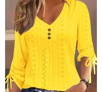 TEMU Camiseta de Encaje Crochet Talla Grande para Mujer 2024, Larga con Cordones, Blusa Holgada y Elegante con Ojales para Verano