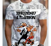 TEMU Camiseta de Hombre con Estampado 3D de Periódico y Dibujos Animados - Cuello , Ajuste Regular, Tejido Elástico, Ropa Casual | Camiseta y Cómoda