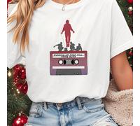 TEMU Camiseta de inspiración para mujer con estampado "Running Up That Hill", manga corta y cuello - , casual de /verano para de Navidad - de fan - Diseño de fantasía festiva e