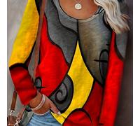 TEMU Camiseta de Larga Cuello Holgada con Estampado Aleatorio /Otoño 2023, Lavable a - Ideal para Uso Diario y en Casa