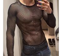 TEMU Camiseta de malla de larga para hombre - "Soy la " , transpirable, tejido de red para fitness y fiestas, ropa de fiesta | Declaración de | Tejido elástico